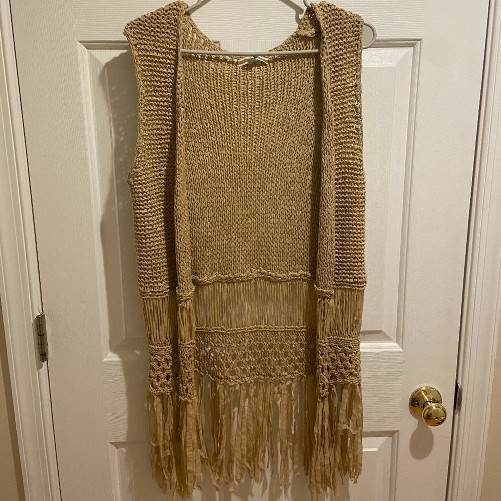 Tan Bohemian Crochet Vest
